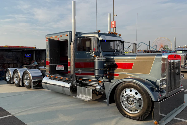 Randy Menkel and Never Satisfied Builds/J&L Contracting took home top honors in the 2026 Big Rig Build-Off at the Mid-America Trucking Show with their full-custom 1985 Peterbilt 359.