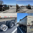 The tractor-trailer, registered to Longhorn Trucking Company of Fort Plain, New York, was moved to the Thruway Verona tandem lot for inspection by the Commercial Vehicle Enforcement Unit, where damage to the left trailer wheels and rims was identified. The patrol vehicle was towed off scene.