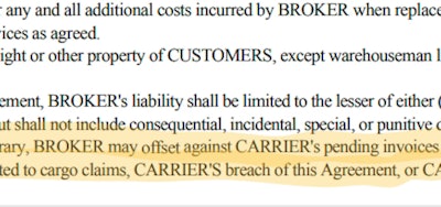 Portions of typical offsetting language can be seen here in a contract snapshot.