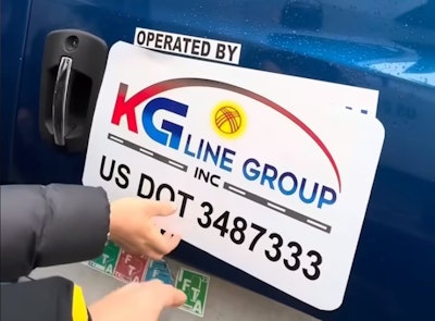 A still from the fleet's video showing how the group quickly changes DOT numbers.