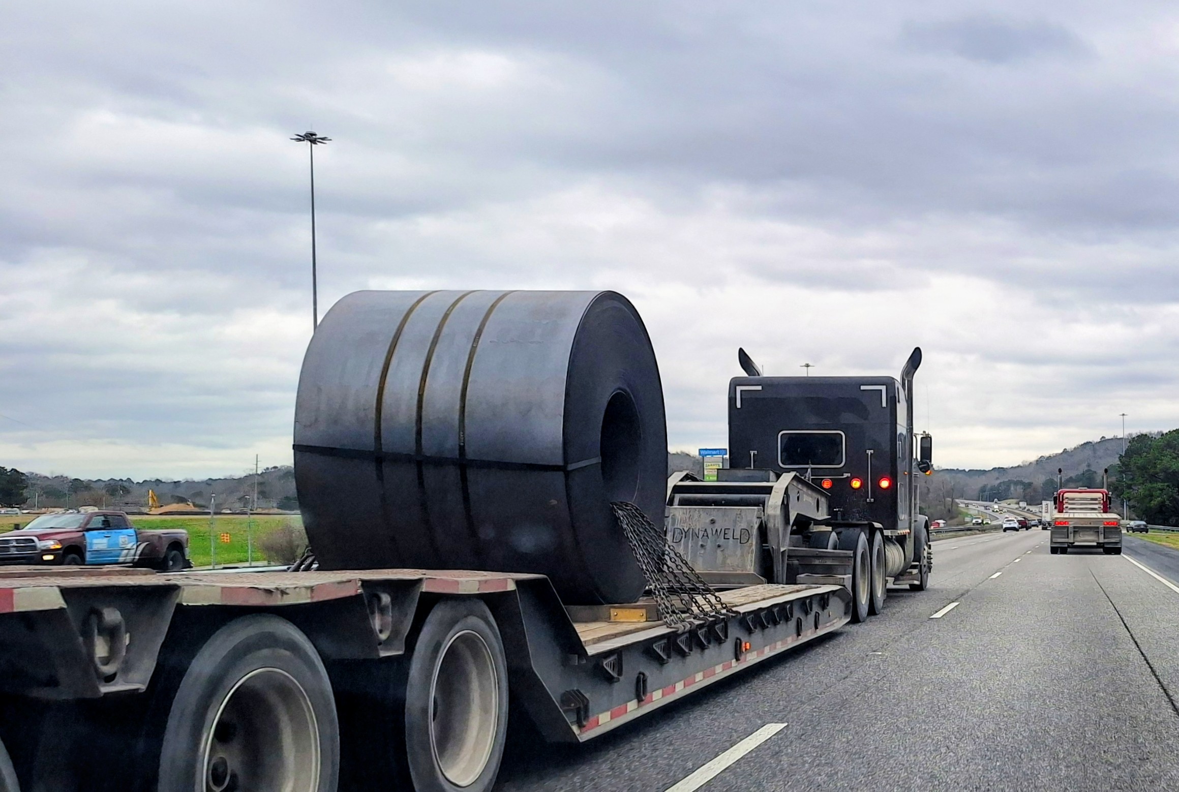 Steel Coil On Double Drop On Highway