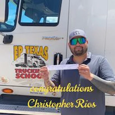 An EP Texas graduate. Remember, all Texas CDLs come from Texas Department of Public Safety staff, not CDL schools.