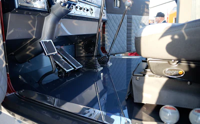 Menkel said he was getting a lot of questions at MATS about whether the truck had a 379 cab due to the flooring. It is indeed a 359 cab that the Never Satisfied team “flat-floored.”