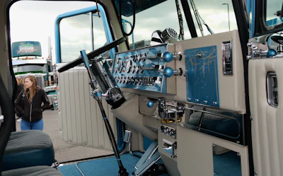 Inside, the team added an old-school flat dash from 4 State Trucks, and Chris Gebhardt with Gebhardt Enterprises wrapped the dash and did the rest of the interior.