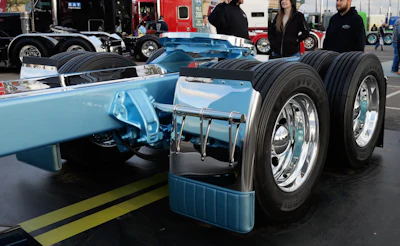 The truck features Hogebuilt quarter fenders, shaved fifth-wheel mounts and an enclosed rear end.