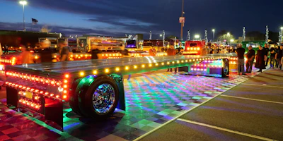 The trailers boast 130 lights and well more than 900 stainless button-head bolts to bolt down the stainless decks.