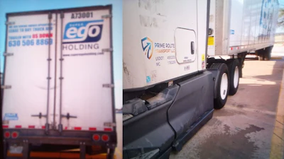 John Brasher's leased truck and trailer from an ill-fated run at Prime Route Transport.
