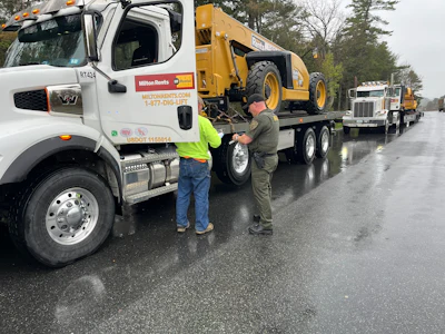 While nowhere near so hot a topic, load securement was certainly a focus in Lebanon, New Hampshire, this Roadcheck. This straight-truck operator passed inspection pretty quickly.