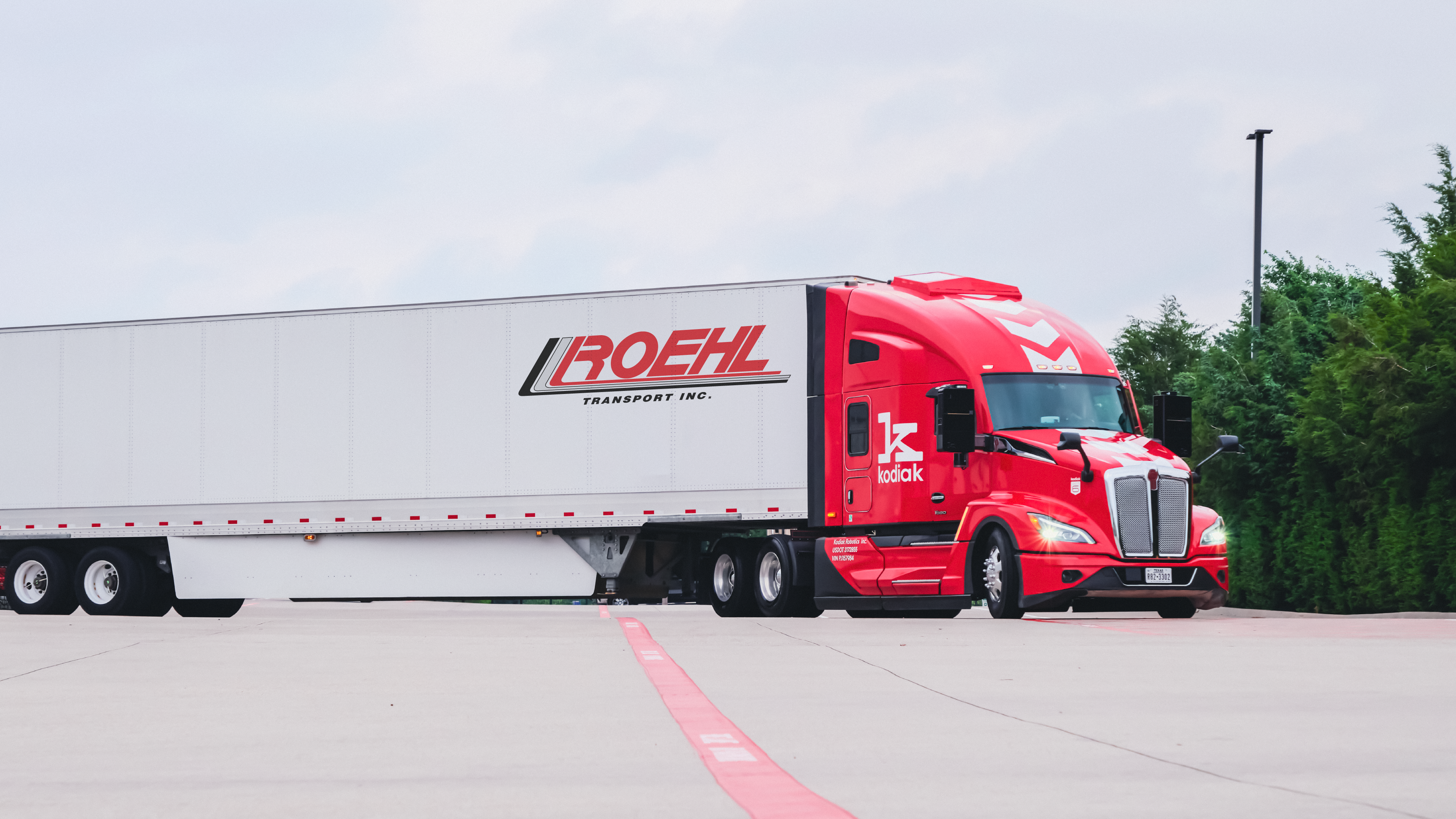 Starting in April, trucks equipped with the Kodiak Driver began hauling freight between Dallas and Houston four times roundtrip per week for Roehl.