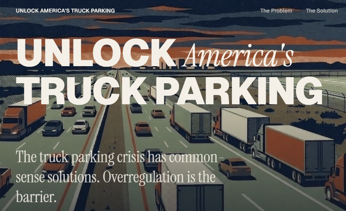 This screenshot shows a fairly new website built for a coalition envisioned by Truck Parking Club detailed in this story.
