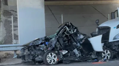 The aftermath of the May 19 crash, which Singh tried to flee on foot, according to reports, before being apprehended.