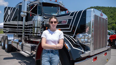 Erin Barrick with Barrick Transfer Company, pictured here, built this 1986 Peterbilt 359.