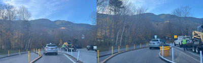 Two shots of the purposefully difficult winding pass meant to deter trucks. If you somehow make your combination through here, congrats. You've likely just lightened your wallet $10,000.