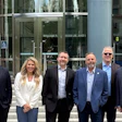 Outside DOT headquarters in Washington, D.C. Left to right: Alex Panfilov of Verified Carrier, Danielle Spinelli of GenLogs, Scott Cornell from TAPA, Dale Prax of FreightValidate, Tom Cornett with Descartes, and Shawn Rasmore from Truckstop.com. Also present were reps from Highway and The Bannon Report.