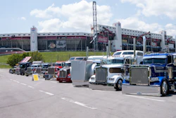 The annual Shell Rotella SuperRigs working truck show kicked off Thursday, June 25 and is ongoing through Saturday, June 27, at Bristol Motor Speedway in Northeast Tennessee. Working show trucks are shown here lined up with the speedway as the backdrop.