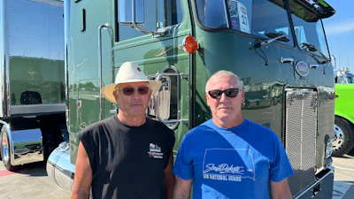 Stan (left) and Mike Eimers showed their rebuilt 1978 Peterbilt 352M at the 2025 Peterbilt Pride & Class parade and truck show for Peterbilt employees last fall in Denton, Texas.