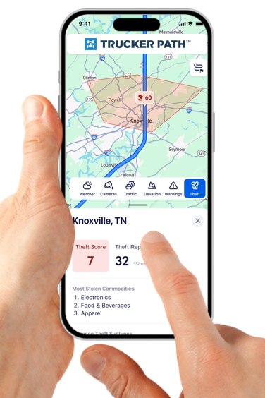 The new navigation feature helps truckers ID high-risk cargo theft areas.