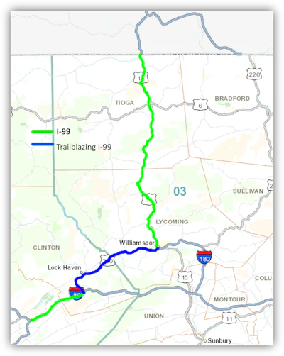 U.S. 15 is set to be designated as I-99 beginning Thursday, July 30.