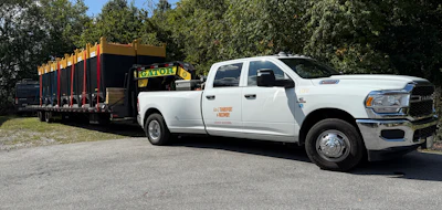 Crise[s 2024 Dodge Ram 3500 Laramie and trailer.