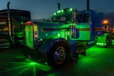 1st: Mark & Teri Lancaster of Ottumwa, Iowa, 1967 Peterbilt 358M, “Keepin’ It Teal”