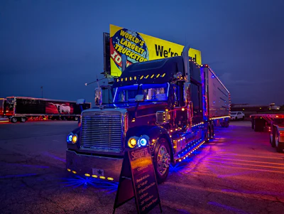 1st: Michael & Jackie Wallace of Ashville, Alabama, 2007 Freightliner Coronado and 2014 Great Dane, “Semper Fi”