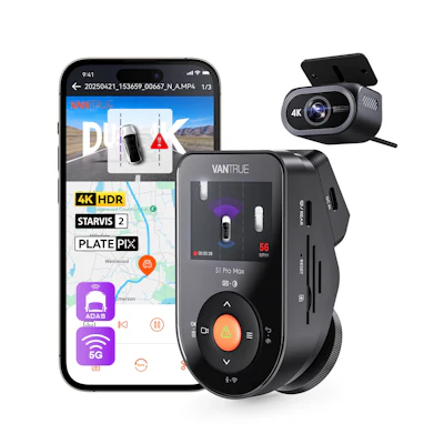 Vantrue's S1 Pro Max dashcam can help drivers maintain round-the-clock surveillance of their rigs with the rechargeable camera complementing a hardwired system.