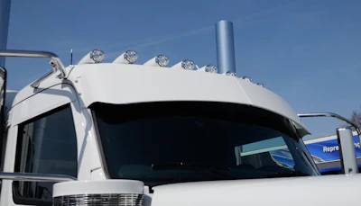 That visor is a Semi Casual exclusive called the Sweeper visor that the shop sells online. The team designed it when the 589 first came out and “it just fits the truck right,” Bourke said. “It covers enough of the windshield, so it keeps the sun out of your eyes, and it’s just a really cool piece.”