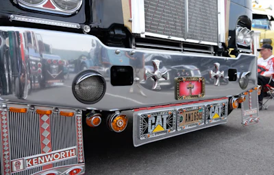 Some of that bling includes the front mudflaps and license plate hanger off the bumper.