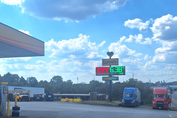 At the Love's on I-65 at Trinity Lane in Nashville Tuesday, a $6.44/gal. credit price was also available, more than $2 above gasoline.