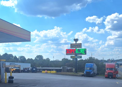 At the Love's on I-65 at Trinity Lane in Nashville Tuesday, a $6.44/gal. credit price was also available, more than $2 above gasoline.