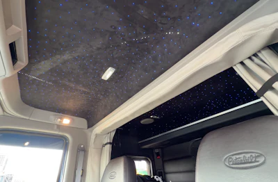 The headliner is suede and features star lights that blink, with the occasional shooting star streaking across the ceiling.