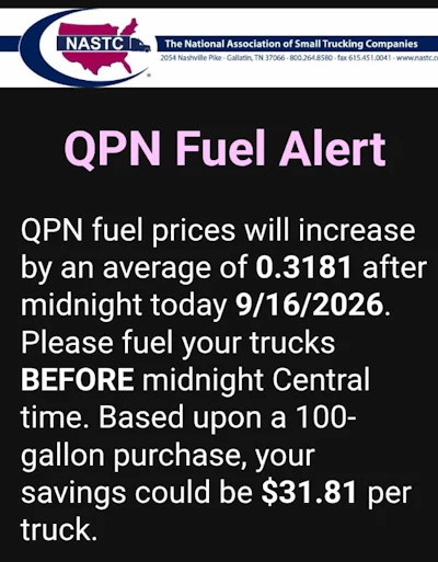Keep in mind when negotiating with brokers: The nearly 32-cent increase coming to that network Thursday, September 17, ought to be worth a 5-cent-or-so rate increase for any owner-op at 6 mpg.