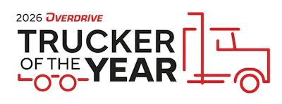 2026 Overdrive Trucker of the Year award logo featuring red truck icon and bold typography