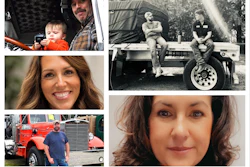 Collage of six personal photographs showing people in outdoor and vehicle settings, including family moments and portrait shots