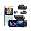 Pelsee dashcam system with 4K HDR video, 5GHz WiFi, smartphone app display, microSD card, and multiple camera units