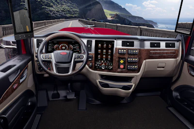 Peterbilt's Paccar Connect display in vertical orientation