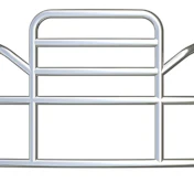 Silver metal bed frame with curved side rails and horizontal bar design