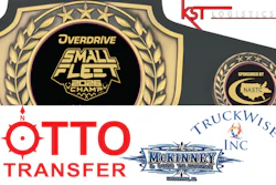 Overdrive Small Fleet 2022 Championship badge with logos from KST Logistics, Otto Transfer, McKenney Truckwise, and NASTC sponsor