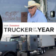 Overdrive Radio logo with microphone icon and 2026 Overdrive Trucker of the Year award featuring professional truck driver